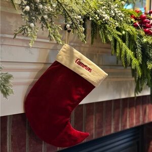 Pottery Barn Kids Red and Cream Holiday Stocking. CAMERON
